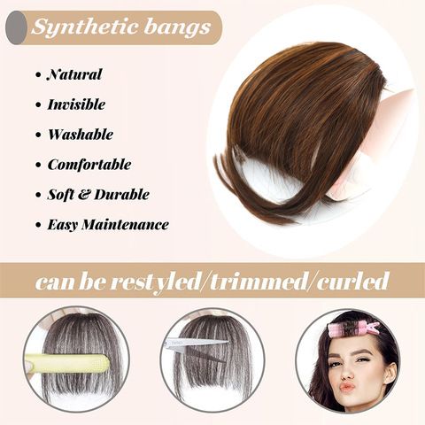 Natural Look Clip in Fringe Hairpiece Synthetic Fake Bangs f view 4