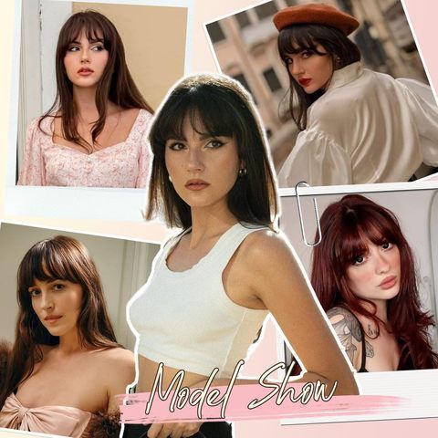 Synthetic French Bangs Hair Clip Medium Brown Fake Bangs Fri view 4
