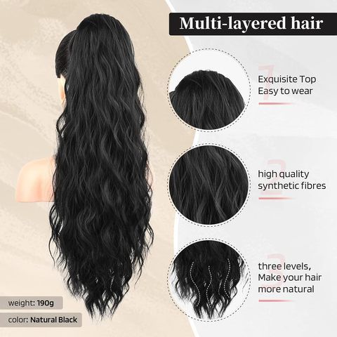 28-Inch Long Straight Synthetic Drawstring Clip-in Ponytail view 2