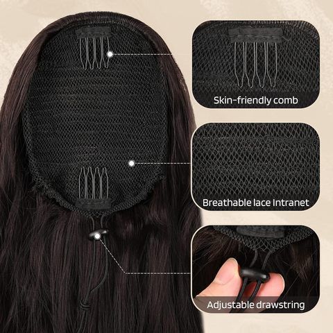 28-Inch Long Straight Synthetic Drawstring Clip-in Ponytail view 3