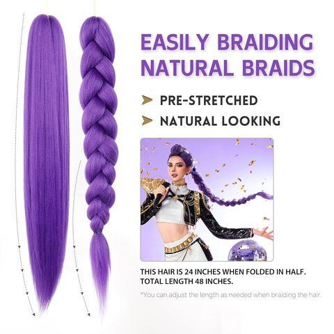 Purple Dreadlocs Braiding Hair Extensions Pre Stretched Soft view 3