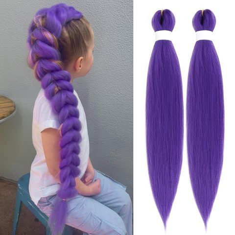 Purple Dreadlocs Braiding Hair Extensions Pre Stretched Soft view 5