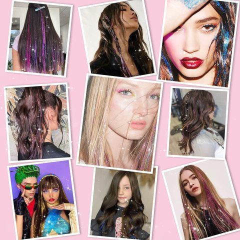 Hair Tinsel Extensions 12 Pcs Colorful Glitter Plastic Mater view 3