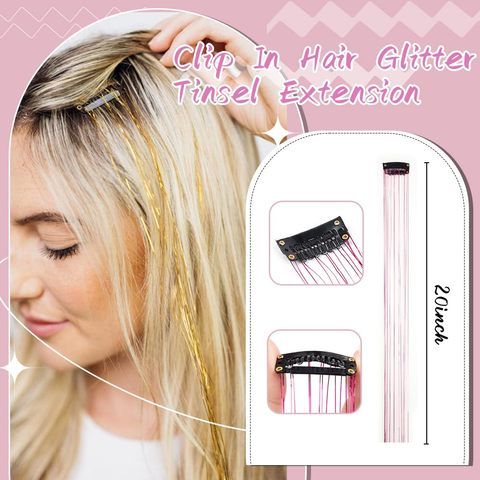 Hair Tinsel Extensions 12 Pcs Colorful Glitter Plastic Mater view 4