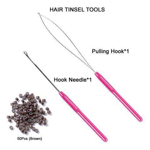 48-Inch 1200 Strands Glitter Tinsel Hair Extensions Kit Heat view 5