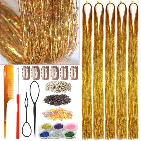 20 Colors Fairy Hair Tinsel Kit 4000 Glitter Strands 48Inch view 5