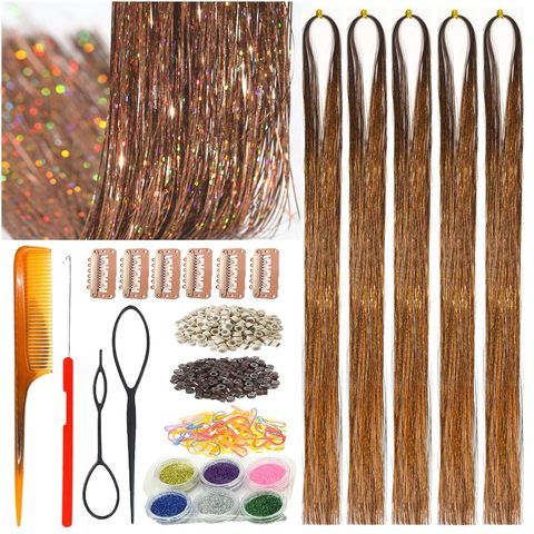 20 Colors Fairy Hair Tinsel Kit 4000 Glitter Strands 48Inch view 6