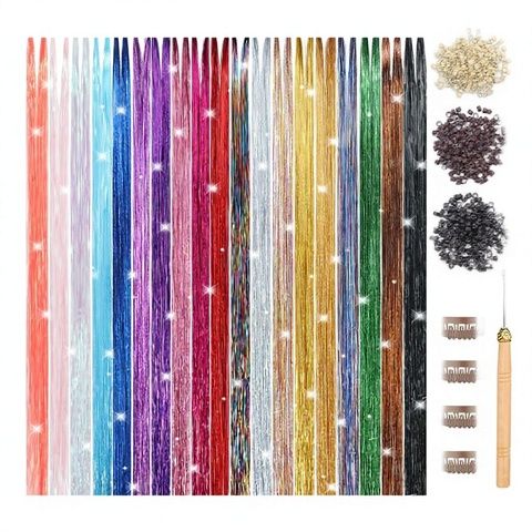 Hair Tinsel Kit 20 Colors 4800 Strands 48 Inches Heat Resist view 2