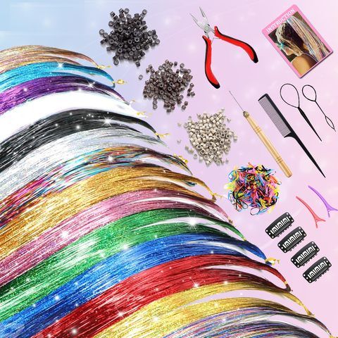 Hair Tinsel Kit (20 Colors 4400 Strands 48 Inches) Sparking view 3