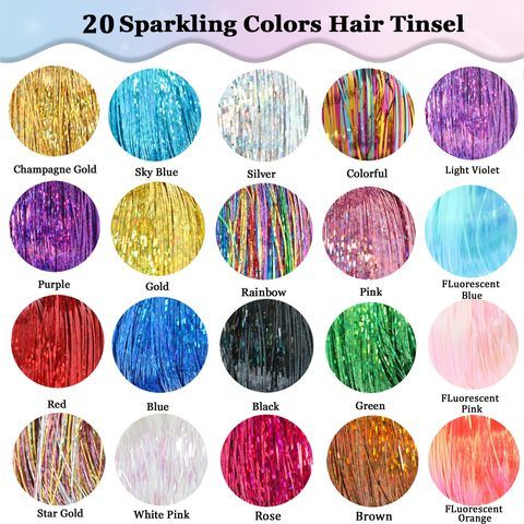 Hair Tinsel Kit (20 Colors 4400 Strands 48 Inches) Sparking view 5