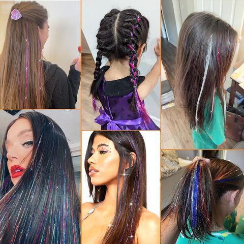 Synthetic Hair Tinsel Kit 16 Colors 3200 Strands Tinsel 12 C view 2