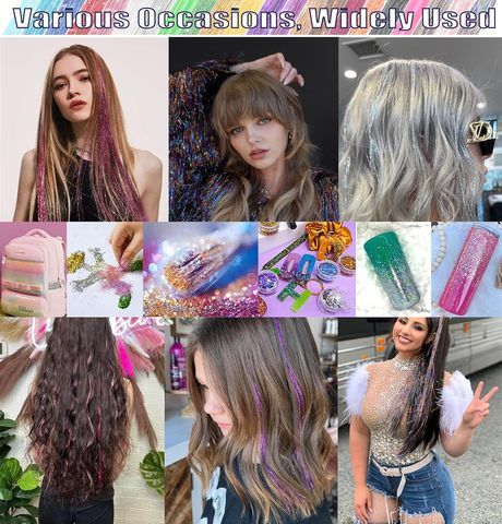 Synthetic Hair Tinsel Kit 16 Colors 3200 Strands Tinsel 12 C view 6