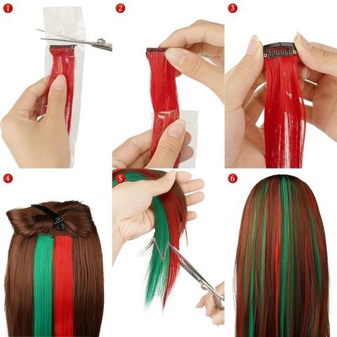10 PCS Red Clip-in Hair Extensions 22 Inch Colored Long Stra view 5