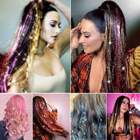 Synthetic Hair Tinsel Kit 18 Inch 12 Pieces Colorful Fairy H view 6