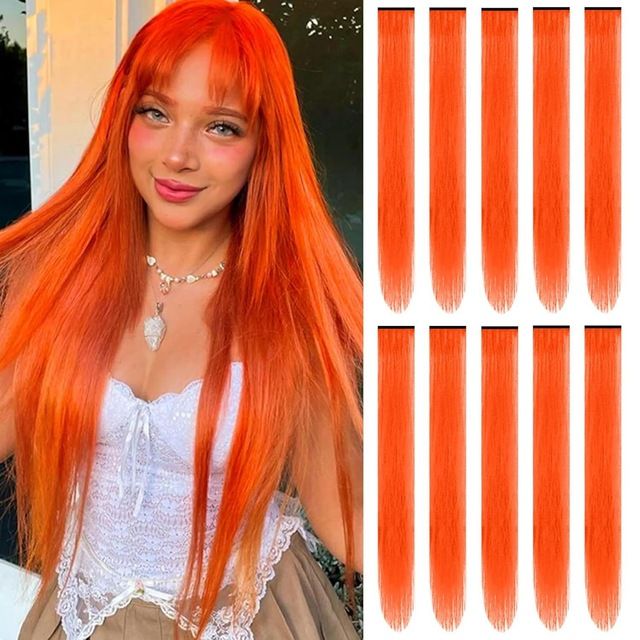 6 Pack Pre-Bonded Kids & Women/Girls Colorful Gradient Braided Synthetic Hair Extensions with Rubber Bands Ponytail Accessories