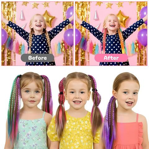 6 Pack Pre-Bonded Kids & Women/Girls Colorful Gradient B view 4
