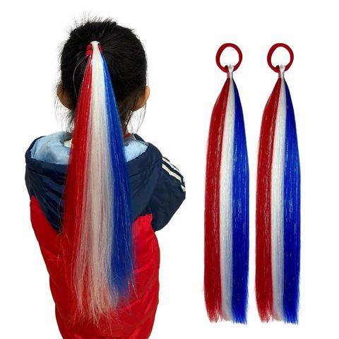 Red/White/Blue Hair Extension Ponytail Hair Tinsel Extension view 3