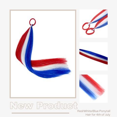 Red/White/Blue Hair Extension Ponytail Hair Tinsel Extension view 4