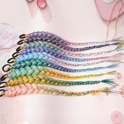 26 Inch Hair Tinsel Colored Braided Ponytail Extension Blue view 5