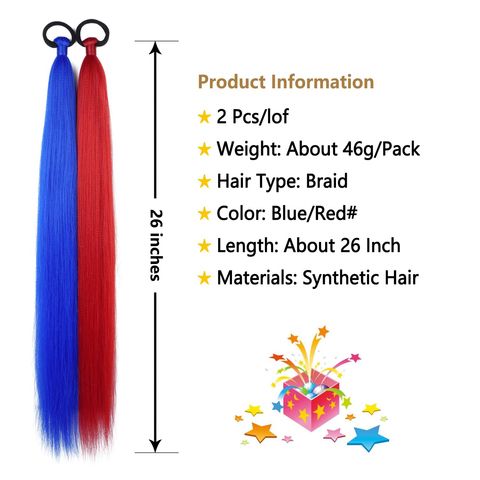 2 Pack Braid Ponytail Extension with Elastic Tie Straight Sl view 4