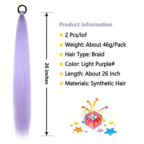 2 Pack Purple Ponytail Extension with Elastic Tie Straight S view 3