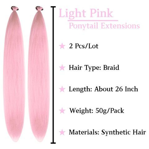 Light Pink Ponytail Extension With Elastic Tie Long Syntheti view 4
