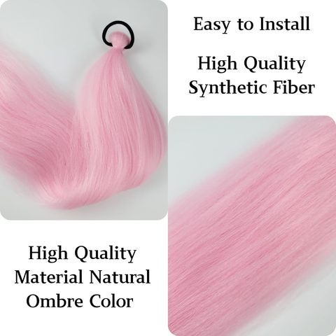 Light Pink Ponytail Extension With Elastic Tie Long Syntheti view 5