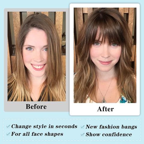 Clip-in Bangs Wispy Air Fringe Temples Hairpieces Women Curv view 5
