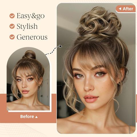 Messy Bun Hair Piece Large Elastic Wavy Curly Scrunchies Pon view 2