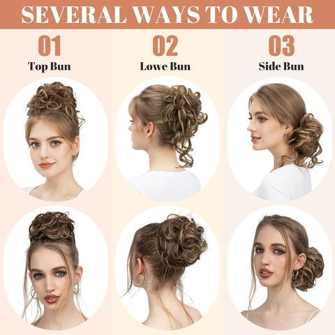 Messy Bun Hair Piece Large Elastic Wavy Curly Scrunchies Pon view 6