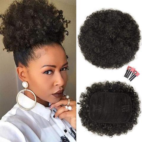 Afro Puff Drawstring Ponytail Extension Black Women's P view 3