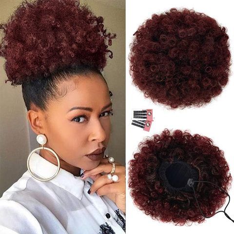 Afro Puff Drawstring Ponytail Extension Black Women's P view 5