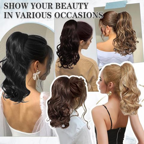 16 Inch Ponytail Extension Drawstring Ponytail for Women Cur view 4