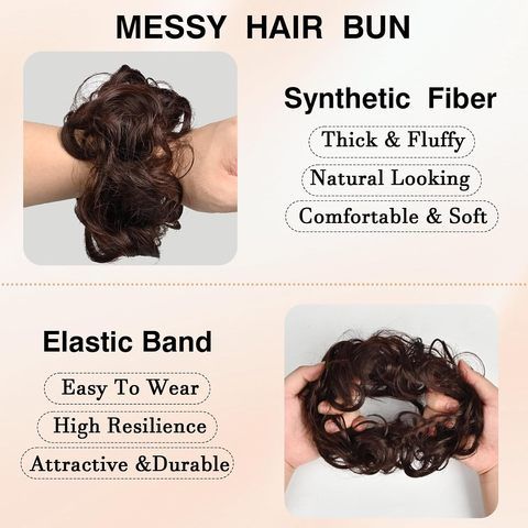 2 Pack Messy Bun Piece Women Fake Hair Extensions High Tempe view 3