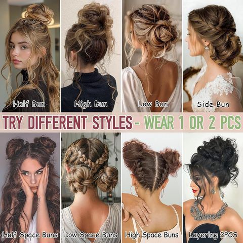 2 Pack Messy Bun Piece Women Fake Hair Extensions High Tempe view 4