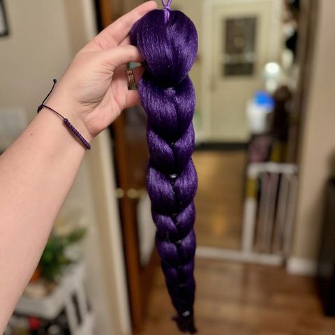 Purple Pre-Braided Ponytail Extensions, 26 Inch Lightweight view 4