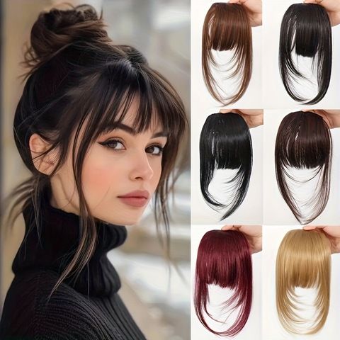 Natural Hair Topper with Bangs Clip in Hairpiece Women Cover view 2