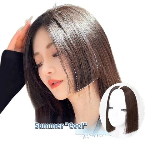 Princess Cut Hairpiece, 2-Piece Straight Bangs Set, Natural view 5