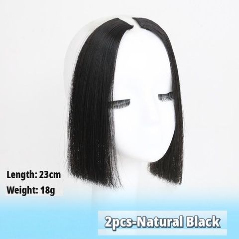 Princess Cut Hairpiece, 2-Piece Straight Bangs Set, Natural view 6