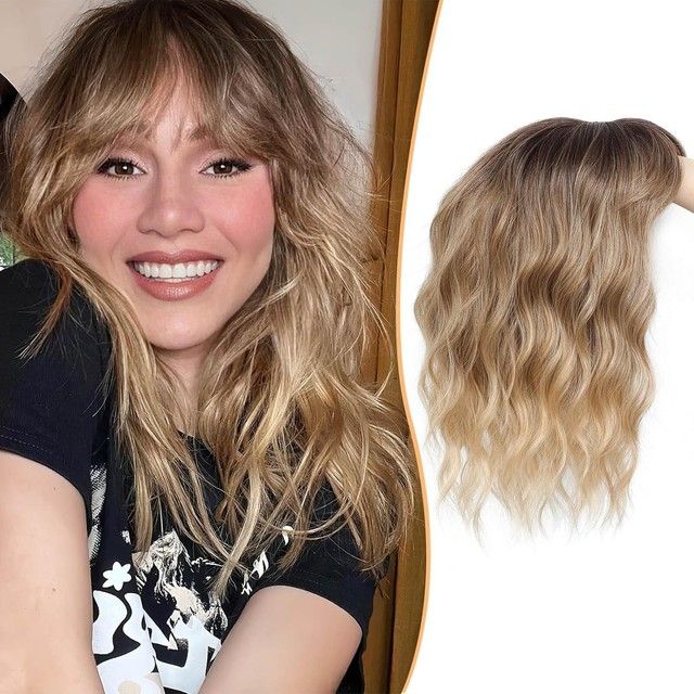 Water Wave Synthetic Hair Topper Long Curly Clip in Hairpiece for Women Crown Volume Cover