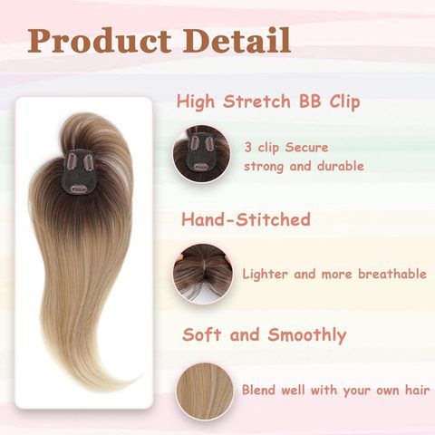 Natural Clip in Hair Topper Voluminous Hairpiece for Women C view 4