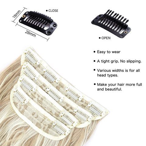 Clip-in Synthetic Hair Extensions Long Wavy 4PCS Thick Dark  view 4