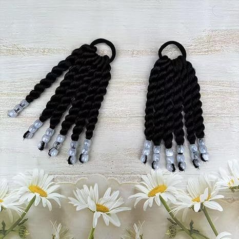 Custom Kids Beaded Ponytail, 6 Inch Two-Strand Twists Braide view 2