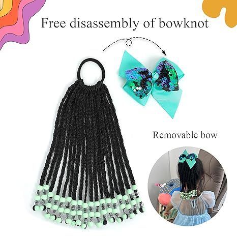 Kids Ponytail Extension with Beads & Bows 9" view 5