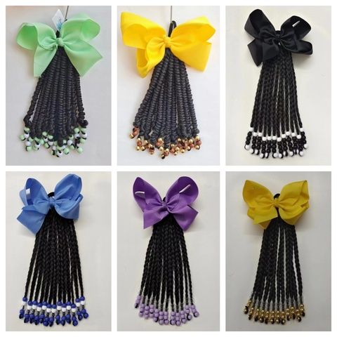 Custom Kids Beaded Ponytail Extension Braided Hairpiece for view 5