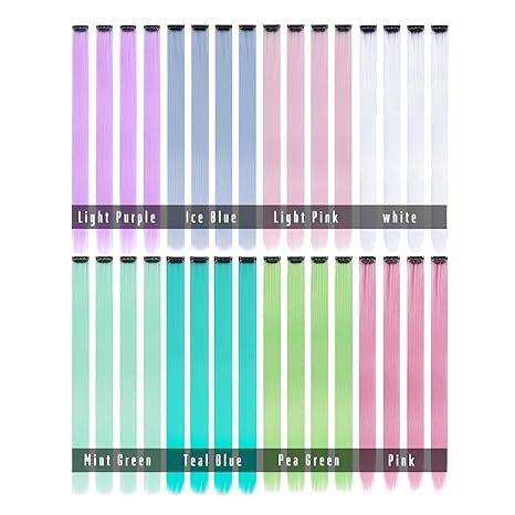 Multicolor Clip-in Hair Extensions 22 Inch Pastel Rainbow Sy view 4
