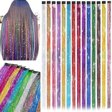 Clip in Tinsel Hair Extensions 14 Colors 20"