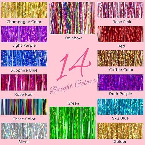Clip in Tinsel Hair Extensions 14 Colors 20" view 2