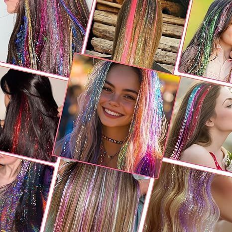 Clip in Tinsel Hair Extensions 14 Colors 20" view 5