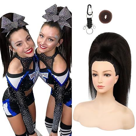 Custom Cheer Ponytail Hair Piece Protein Fiber Fluffy Straig view 2